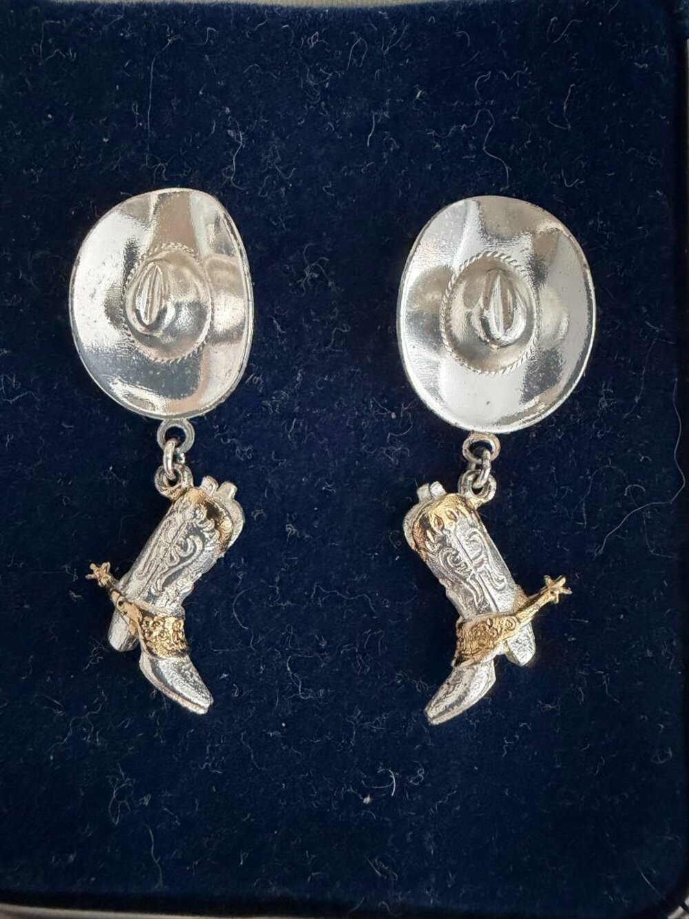 Montana Silversmiths Silver and Gold Cowboy Hats and Boots Earrings
